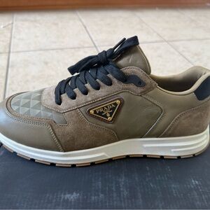 Prada Men's Olive and Black Sneakers